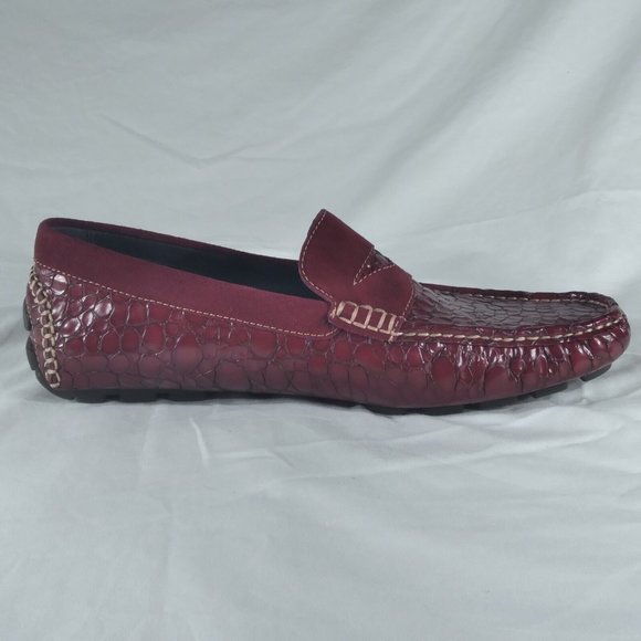 NWOB Donald J Pliner Mens Size 9M DEKEL Croc Print Leather & Suede Driving Shoes - Picture 8 of 11